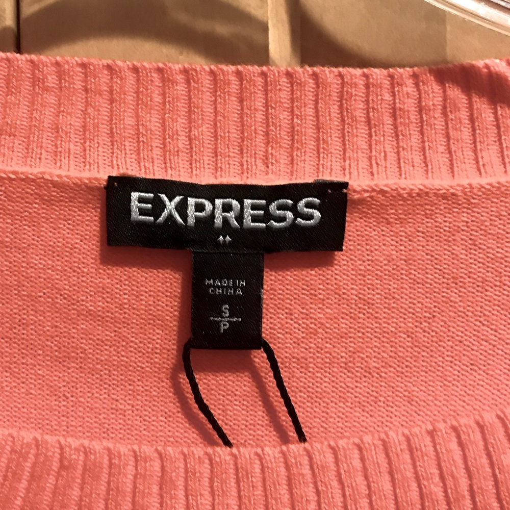 New Express Women's Vibrant Coral Crew Neck Sweater - Picture 2 of 6